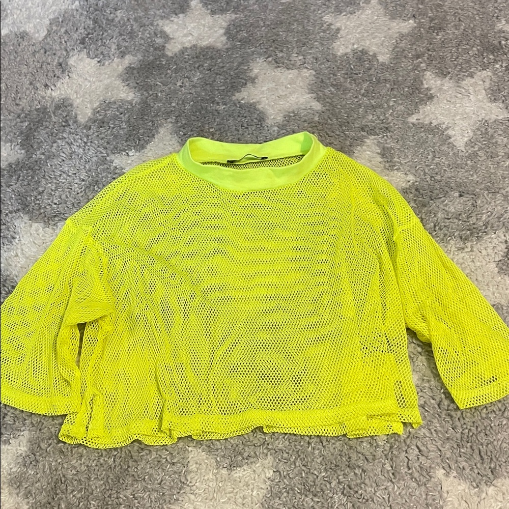 Fashion Nova Bright Yellow Mesh Top